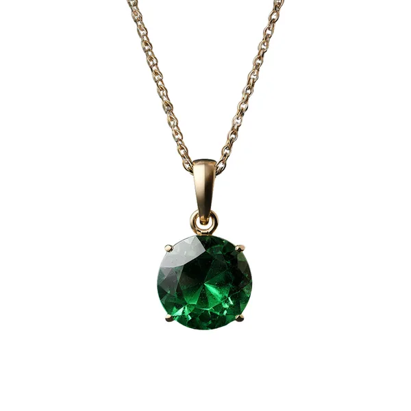 Photo produit d'origine : pendentif émeraude sur chaîne dorée, fond blanc
